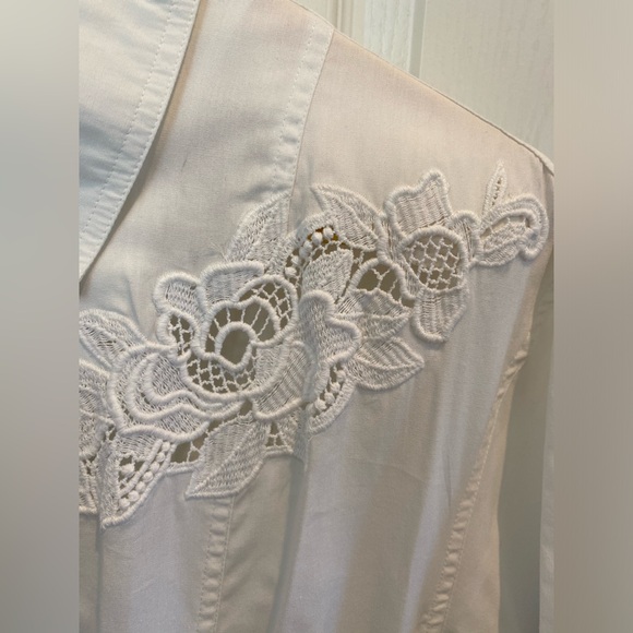 Vintage NWT Cotton Western Lace Shoulder Pad Midi Belted Dress VTG 14 - Picture 6 of 14